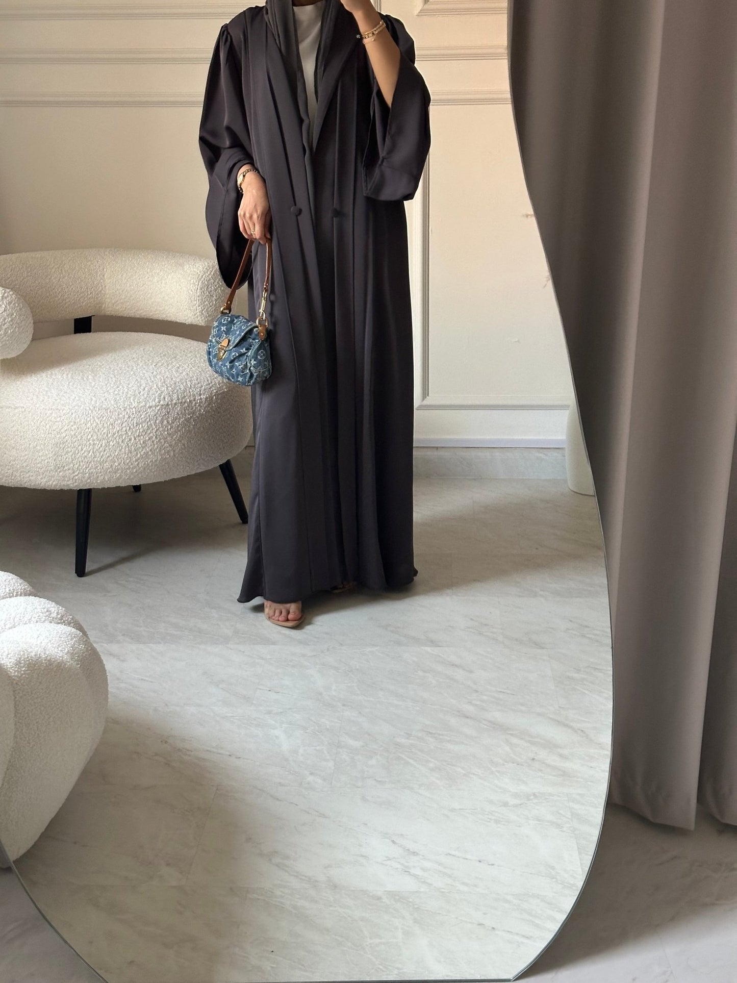 C 0604 - 01 Grey Nada Abaya