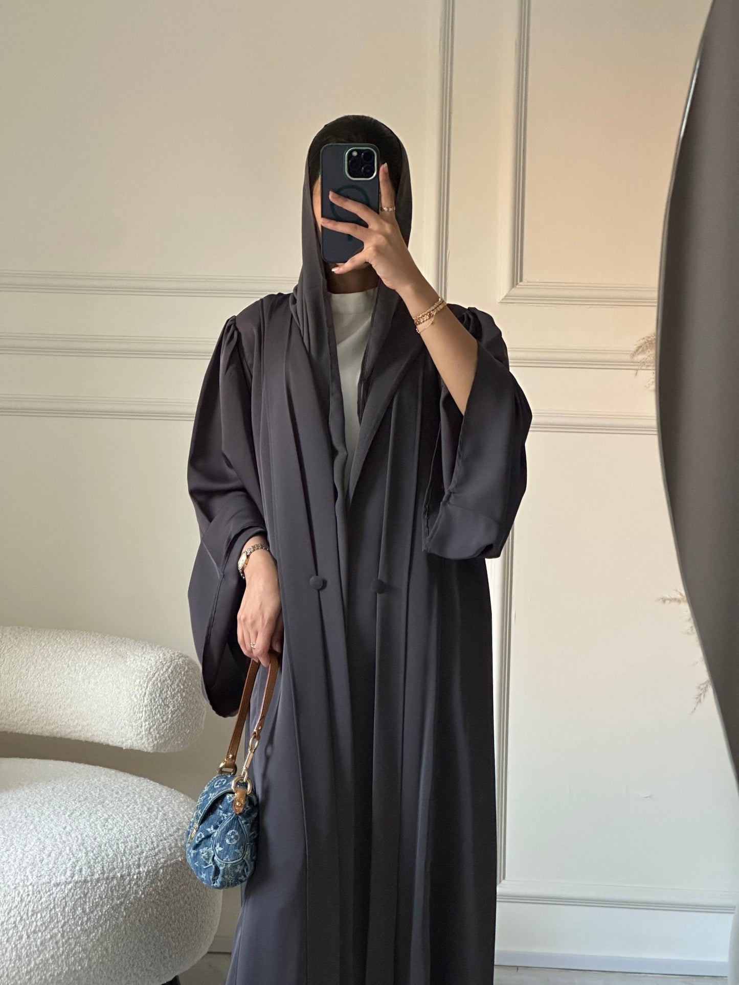 C 0604 - 01 Grey Nada Abaya