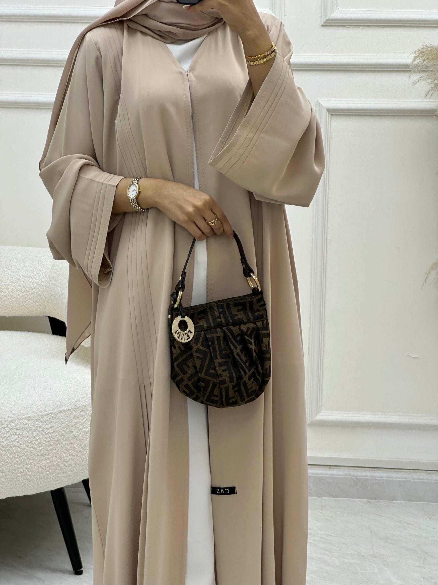 C 0605 - 01 Beige Abaya