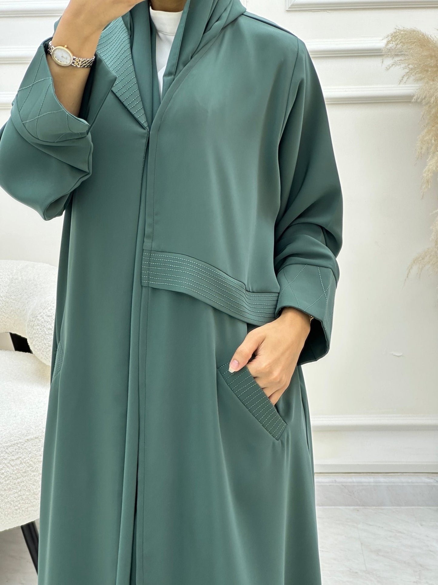 C 0606 Green Coat Abaya