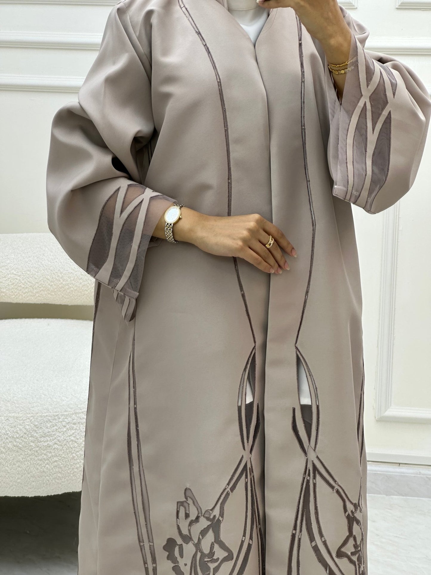 C 0607 Lasercut Nude Abaya