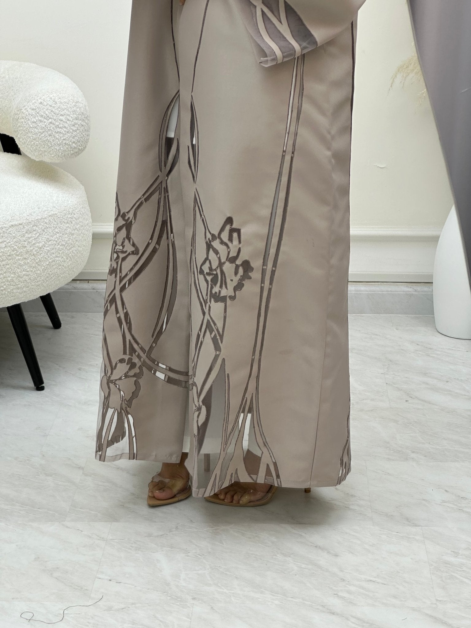 C 0607 Lasercut Nude Abaya