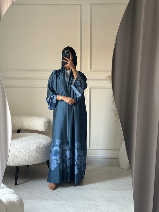 C 0610 Teal Printed Abaya