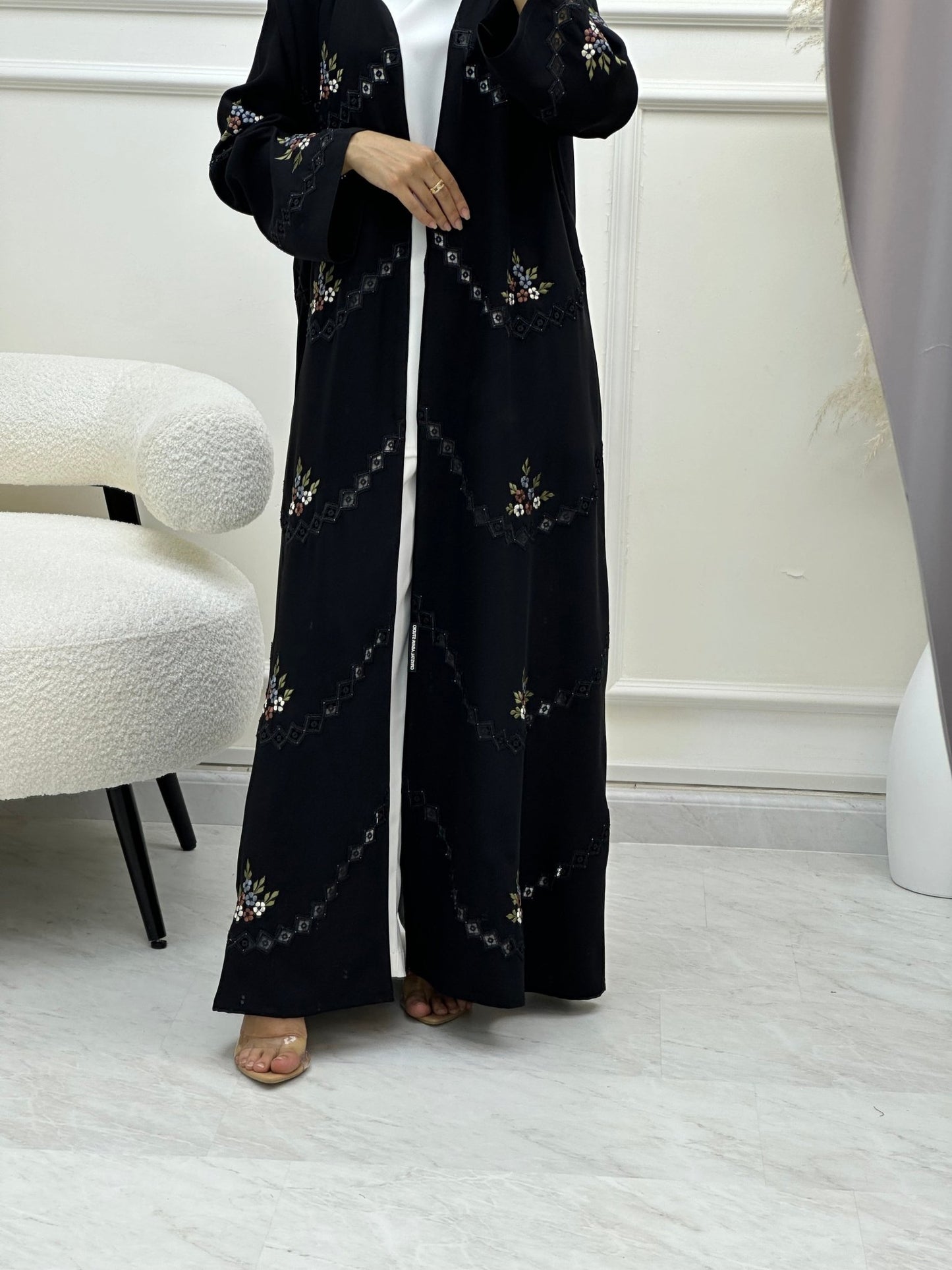 C 0615 Embroidered Black Abaya