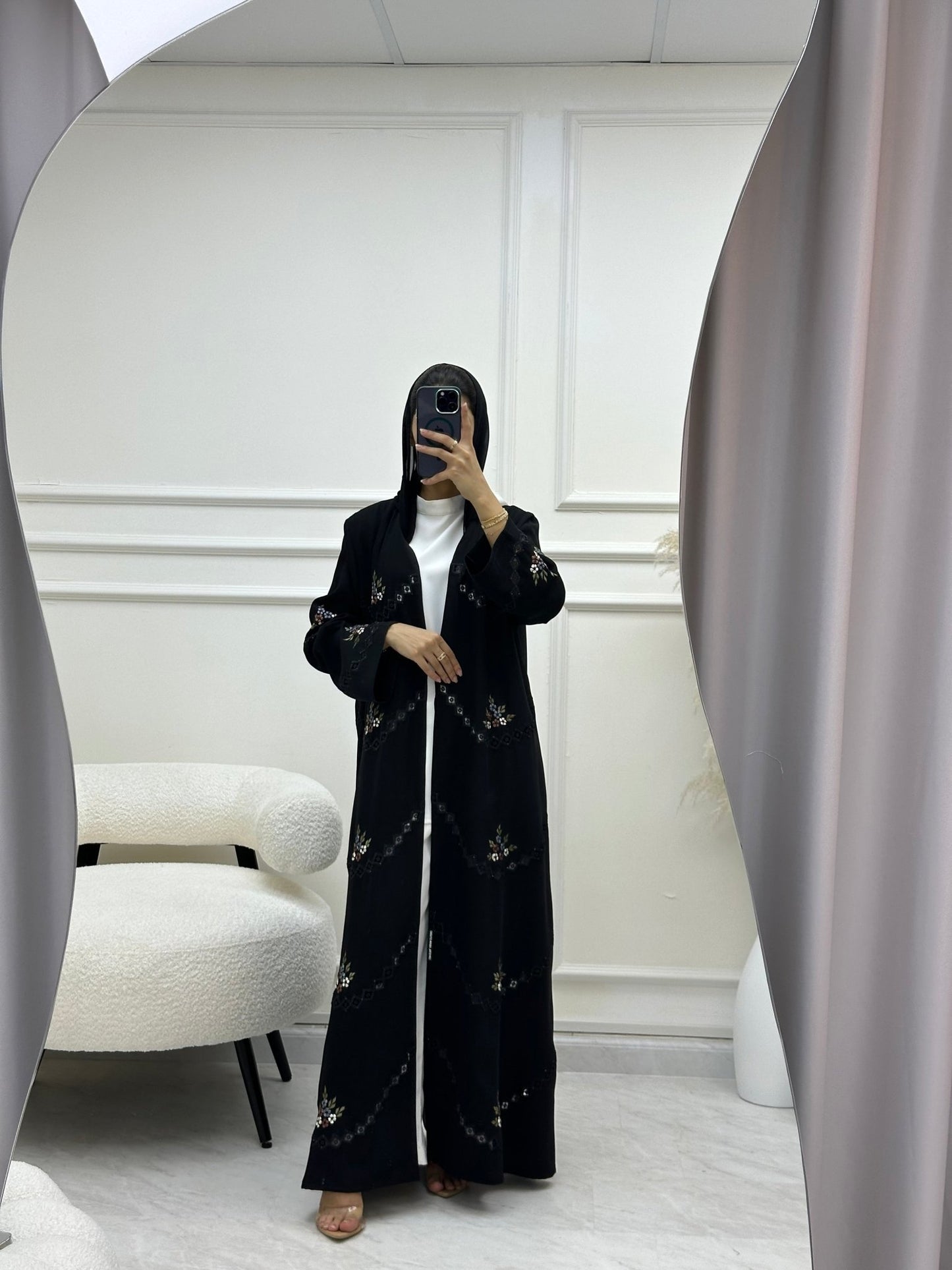 C 0615 Embroidered Black Abaya