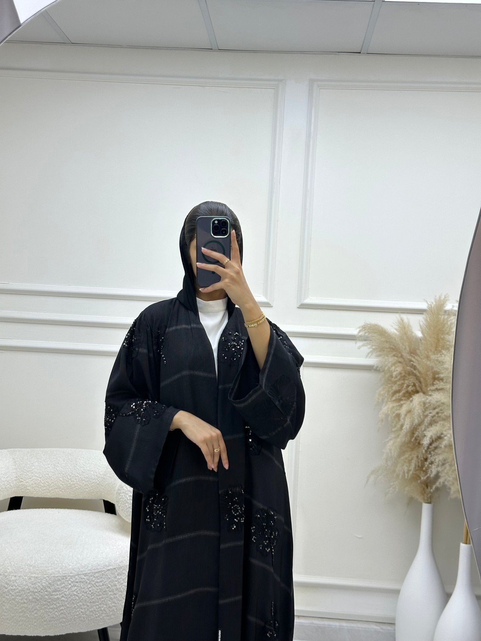 C 0616 Beaded Black Abaya