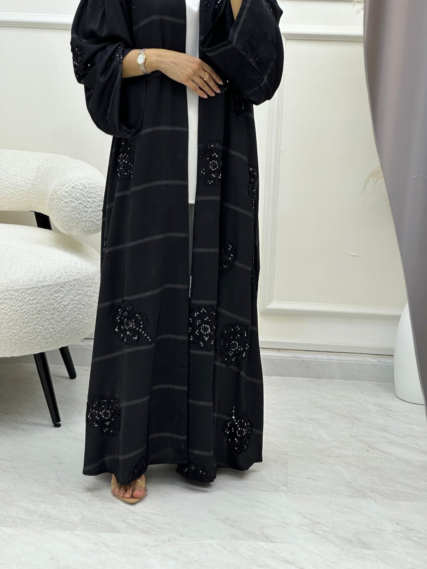 C 0616 Beaded Black Abaya