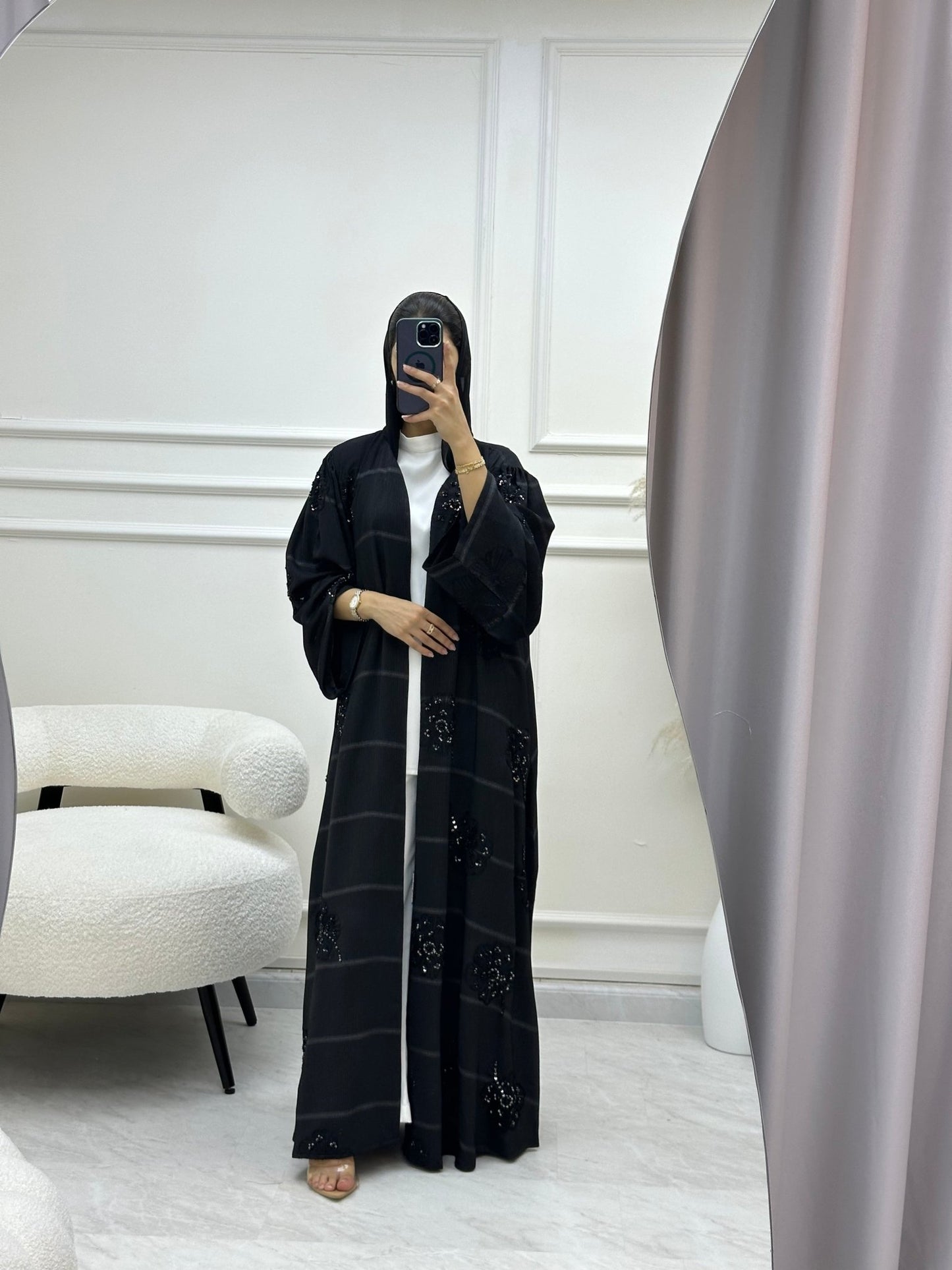 C 0616 Beaded Black Abaya