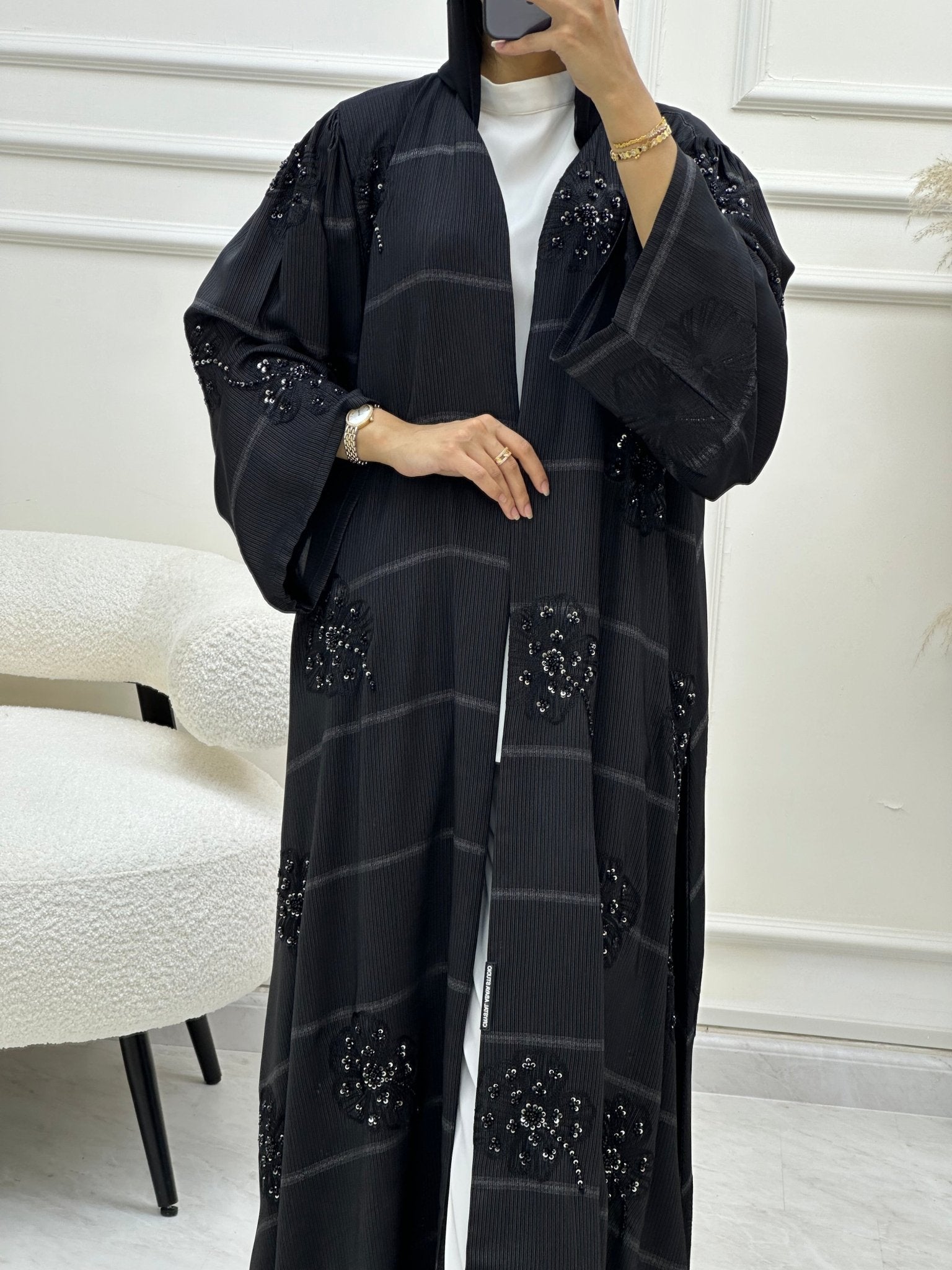 C 0616 Beaded Black Abaya