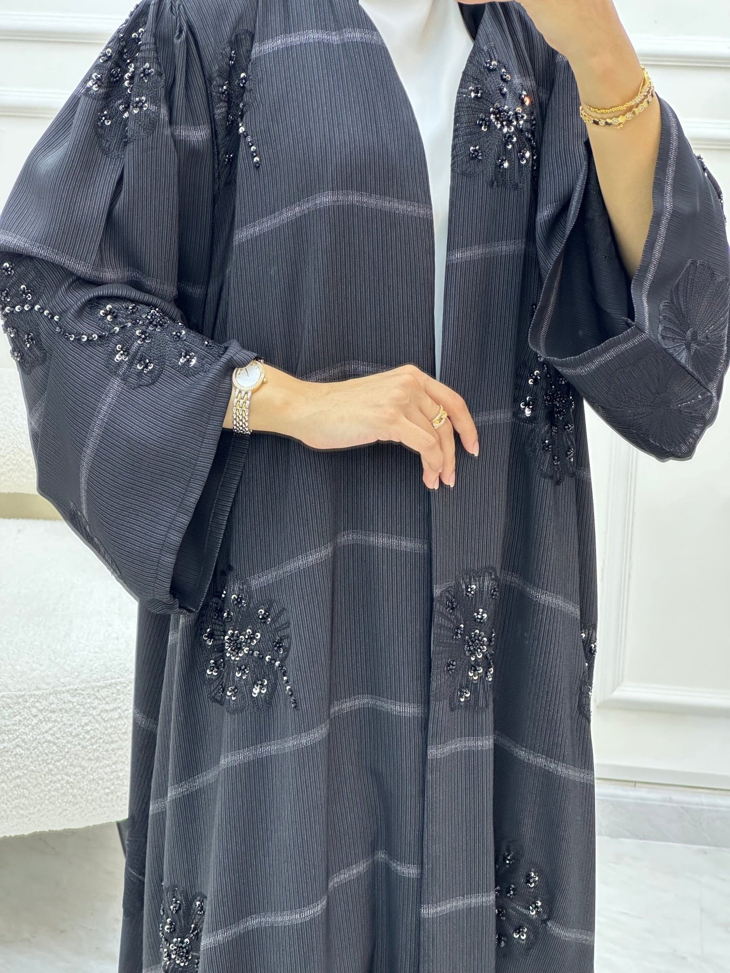 C 0616 Beaded Black Abaya