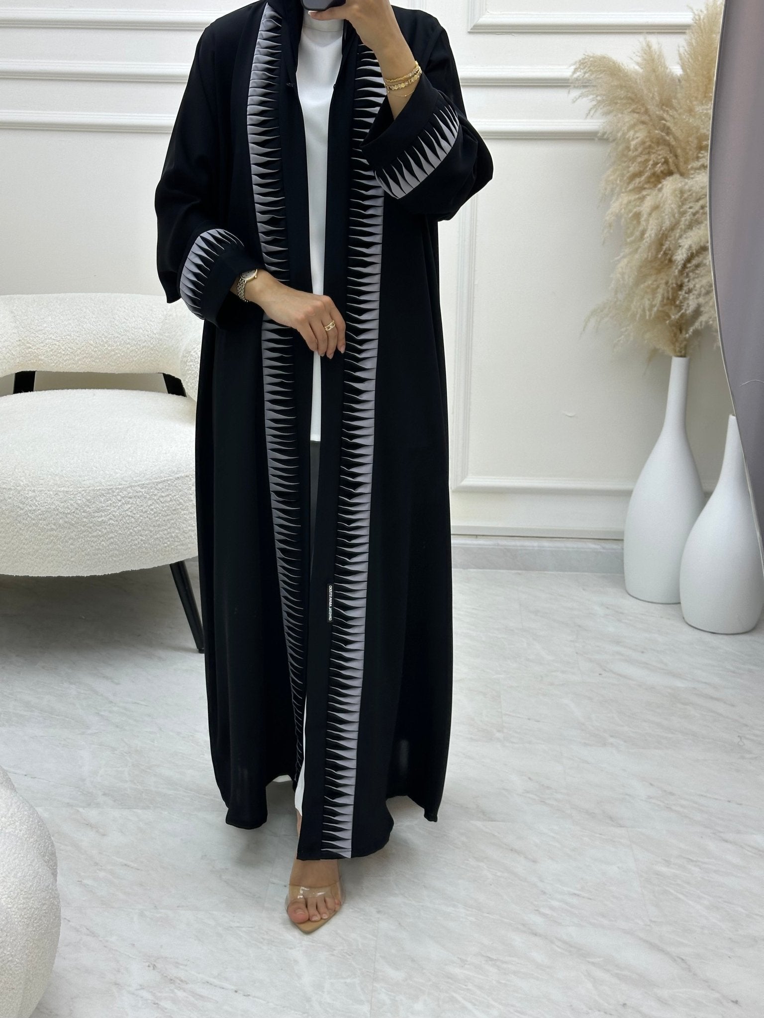 C 0619 Grey Black Abaya