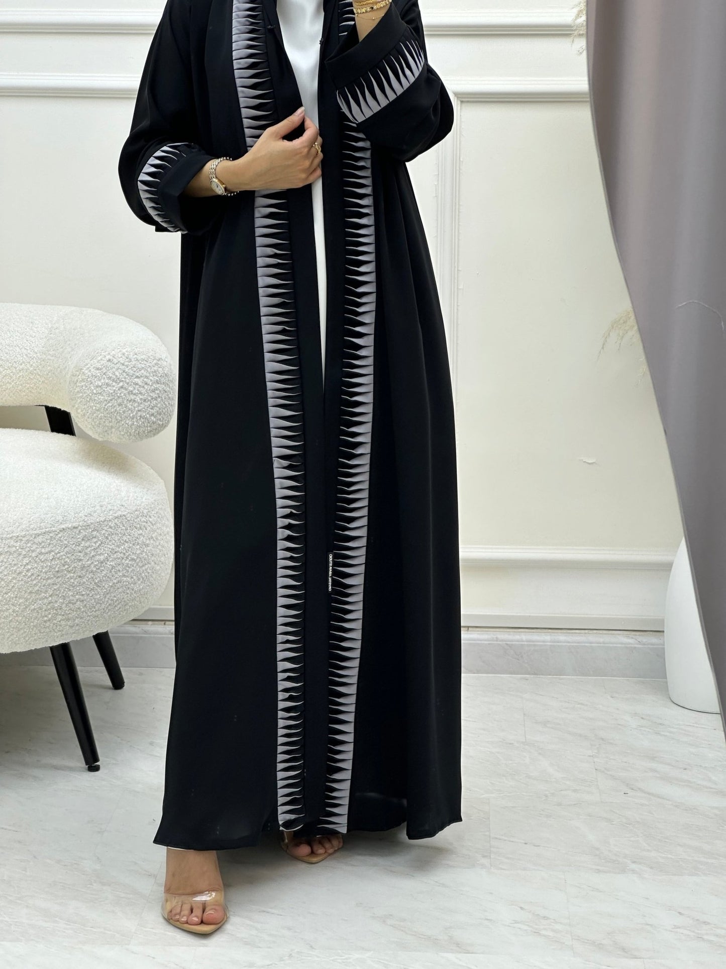 C 0619 Grey Black Abaya