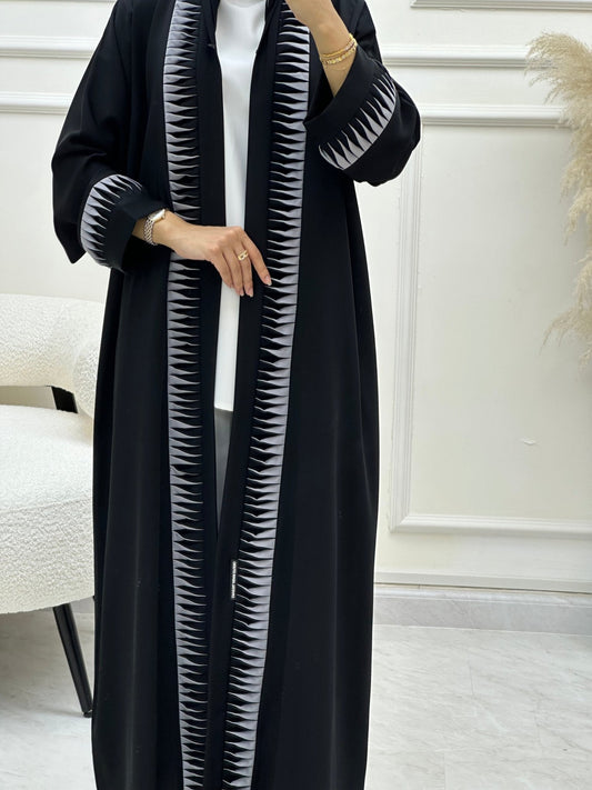 C 0619 Grey Black Abaya