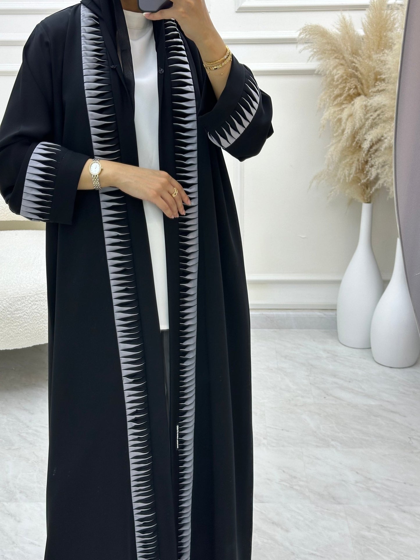 C 0619 Grey Black Abaya