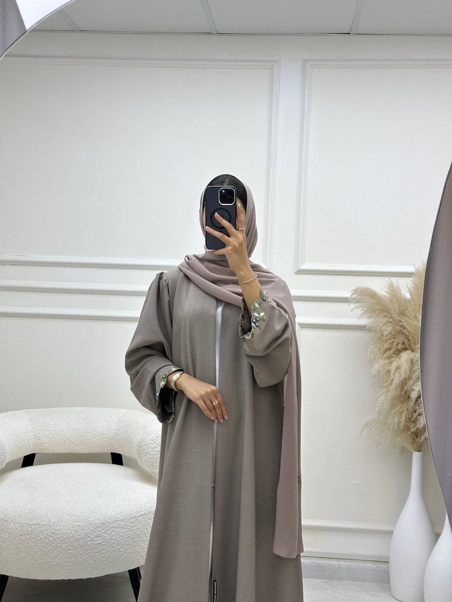 C 0620 Embroidered Beige Abaya