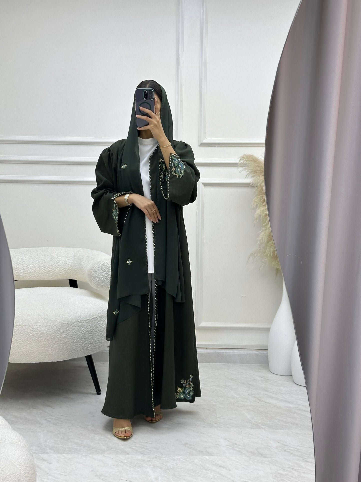 C 0621 Embroidered Green Abaya