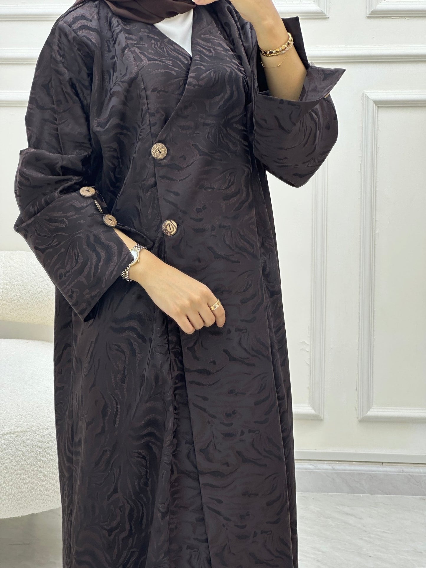 C 0628 Brown Overlap Abaya