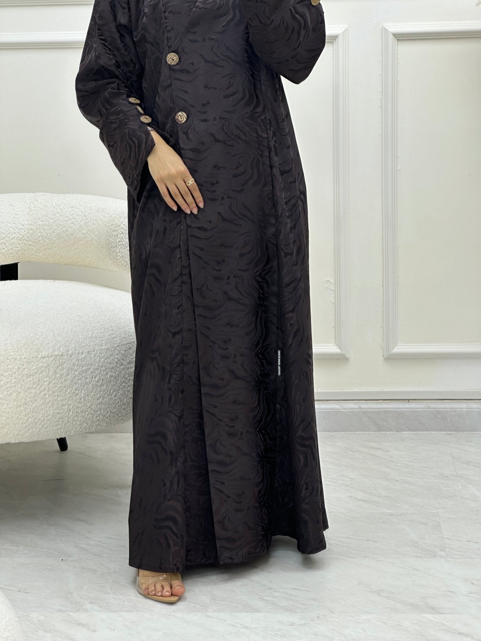 C 0628 Brown Overlap Abaya