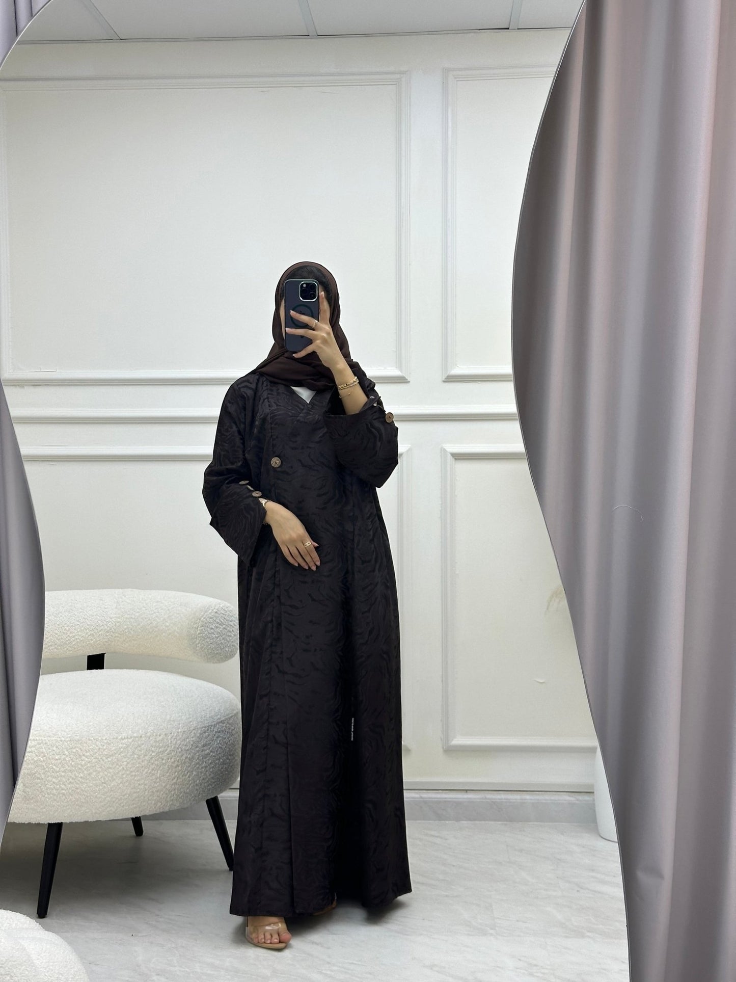 C 0628 Brown Overlap Abaya