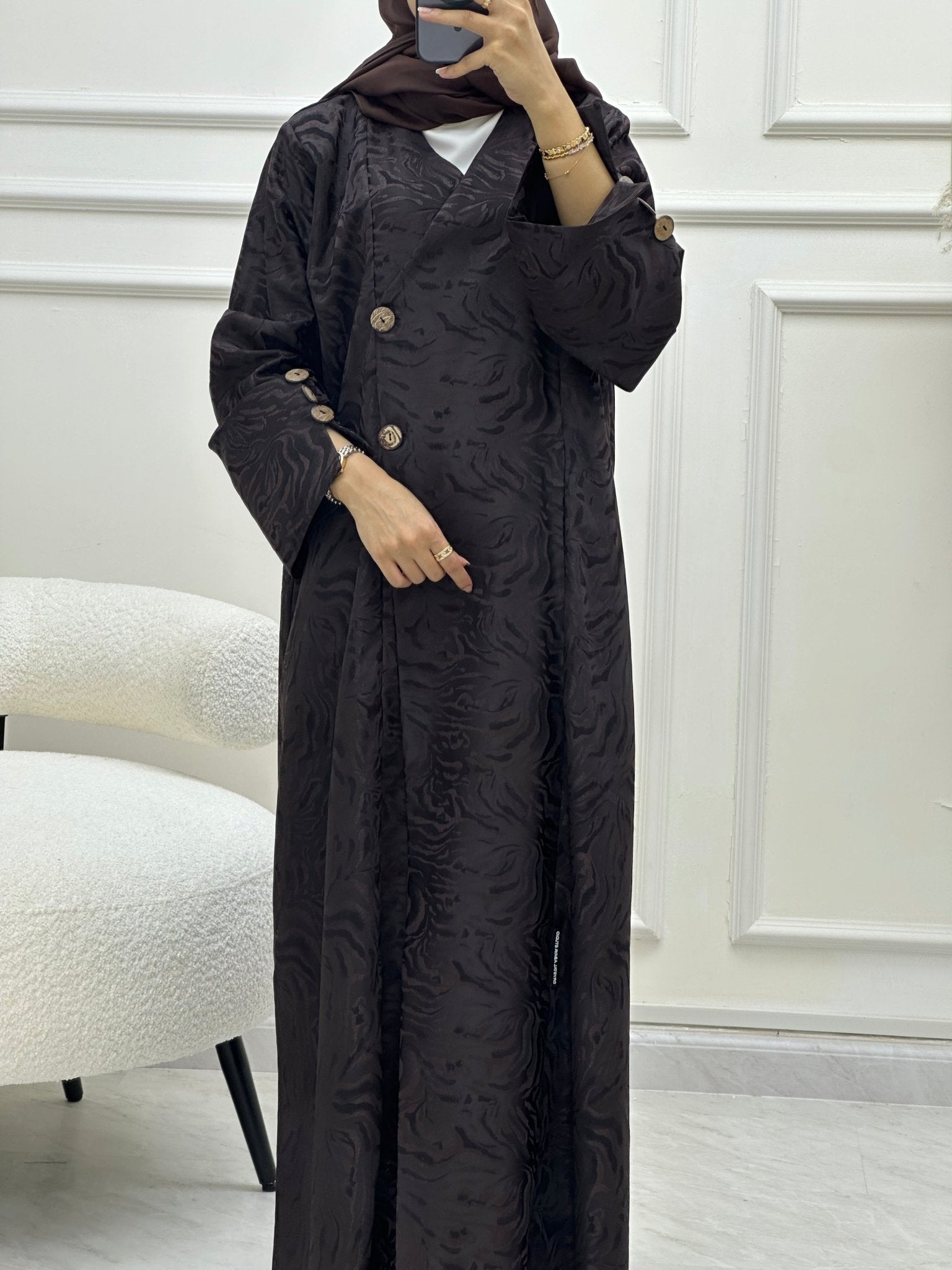 C 0628 Brown Overlap Abaya