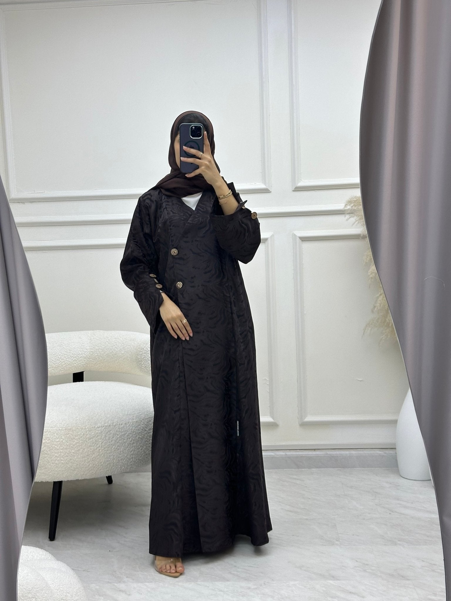 C 0628 Brown Overlap Abaya