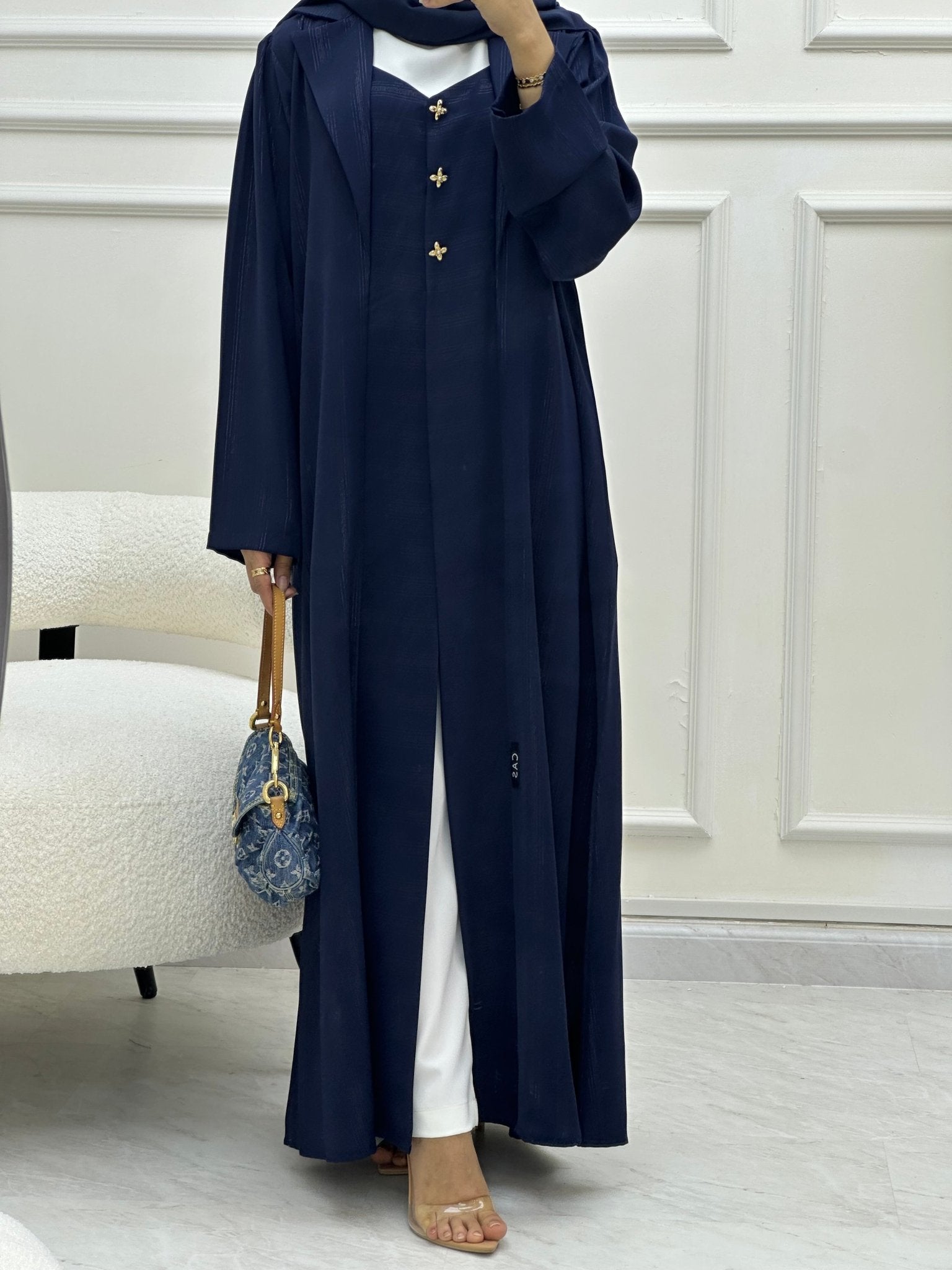 C 0629 Navy Blue Coat Abaya