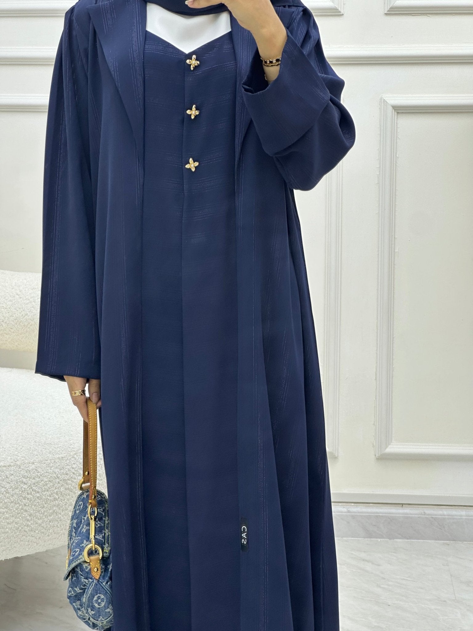 C 0629 Navy Blue Coat Abaya