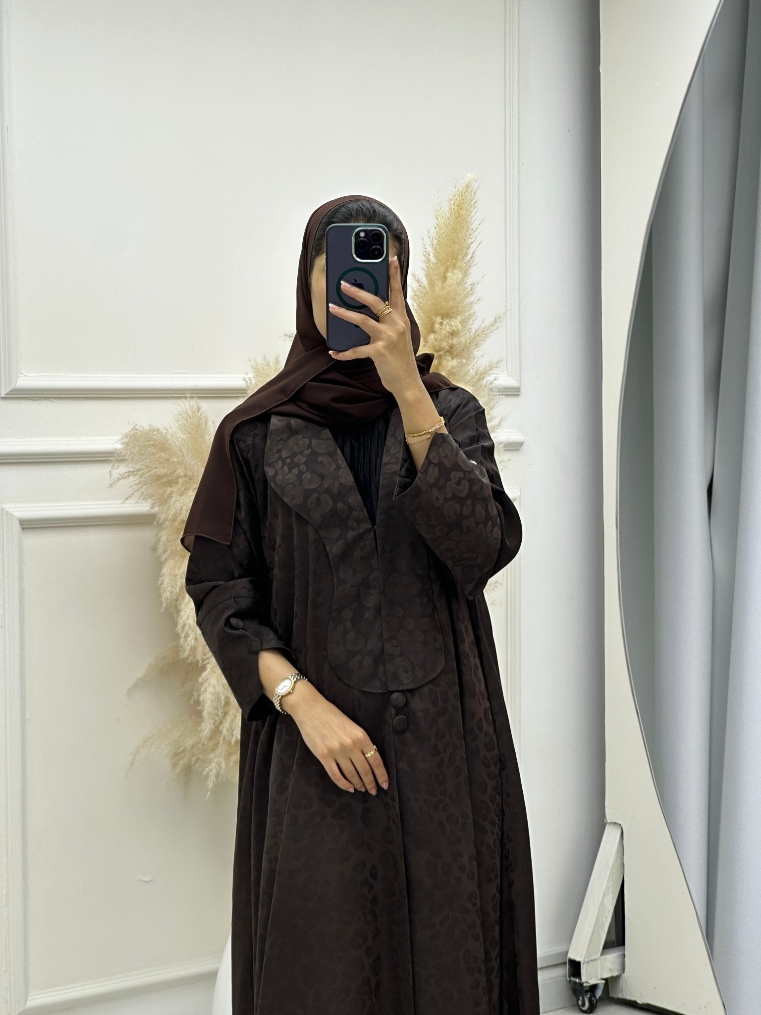 C 0635 - 02 Brown Printed Abaya