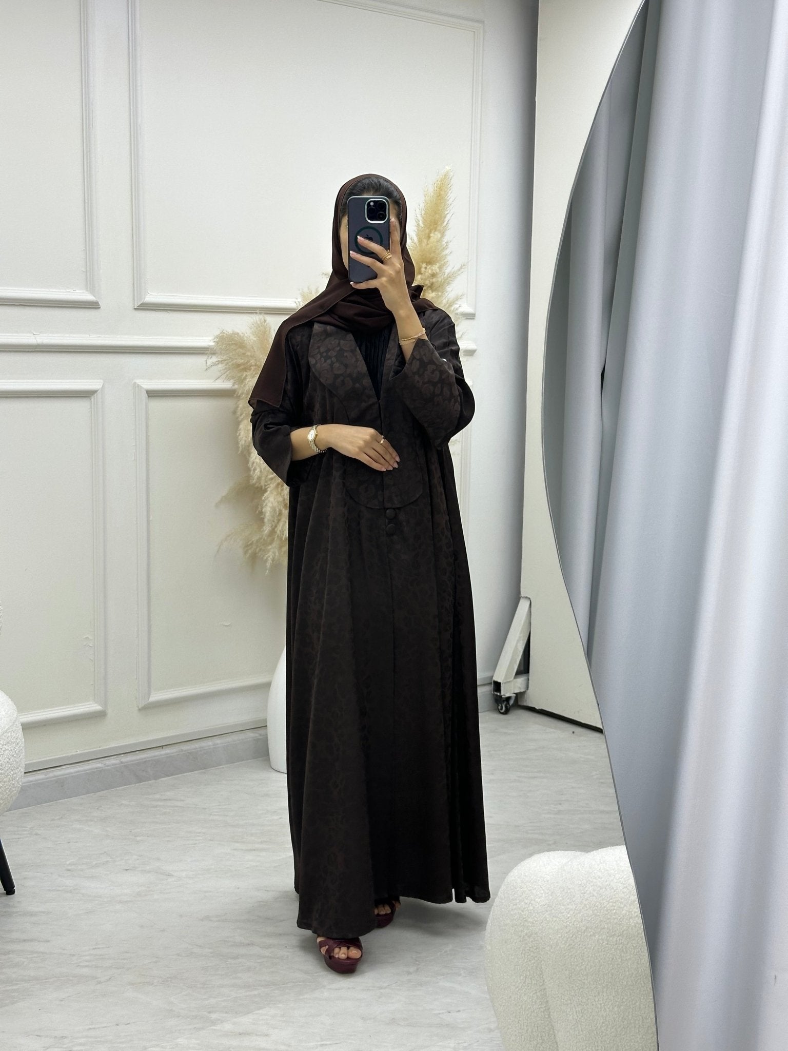 C 0635 - 02 Brown Printed Abaya