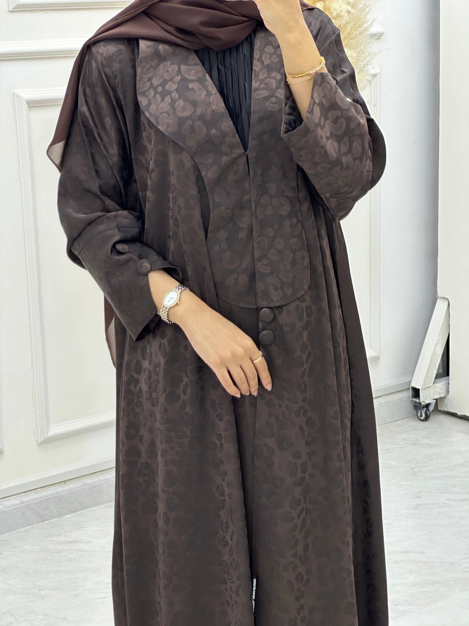 C 0635 - 02 Brown Printed Abaya