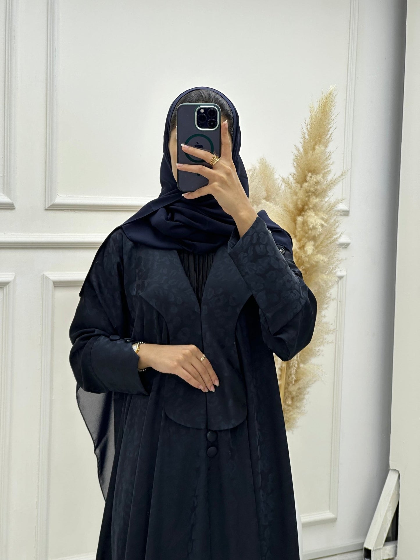 C 0635 - 05 Navy Blue Printed Abaya