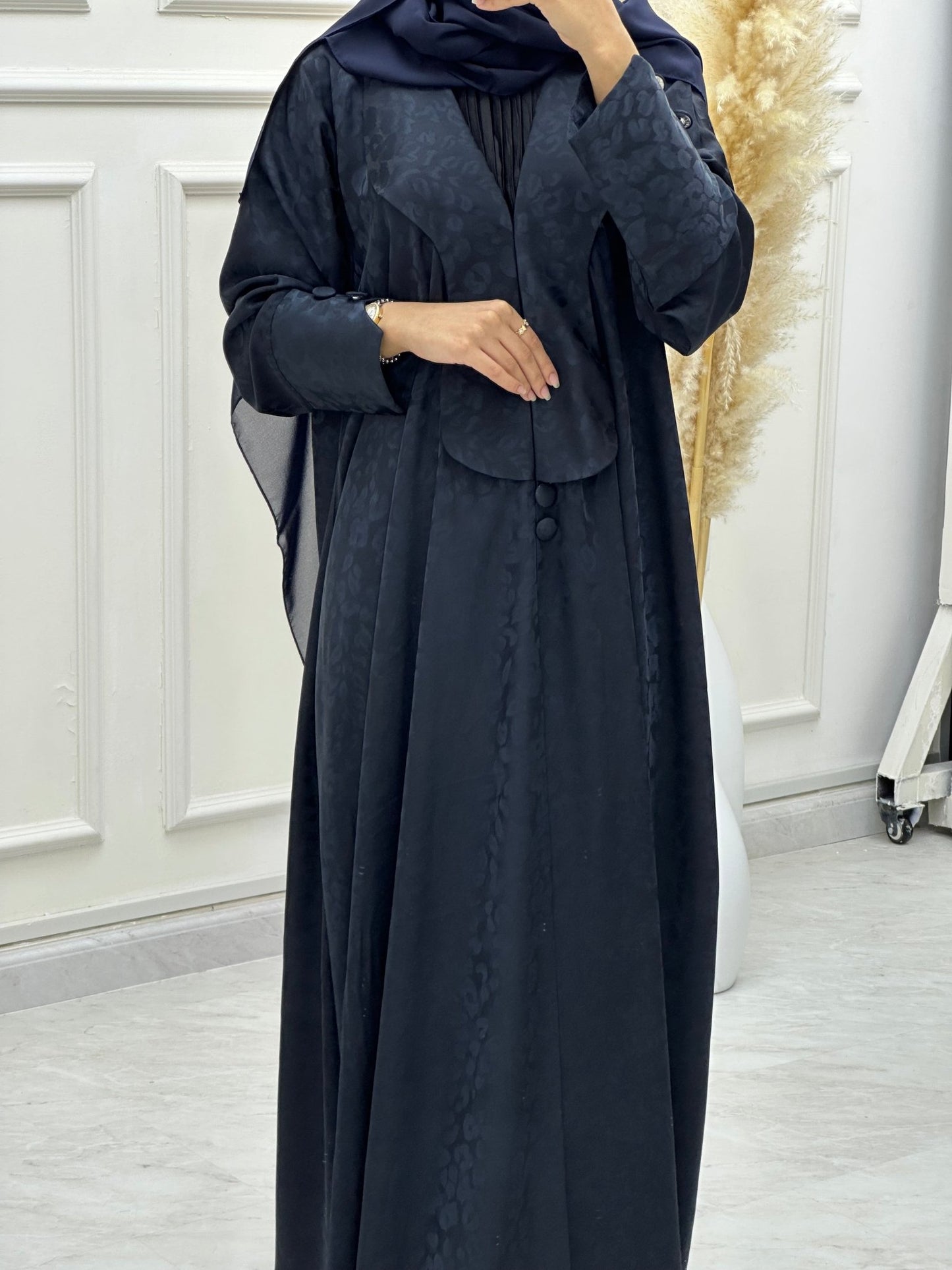 C 0635 - 05 Navy Blue Printed Abaya