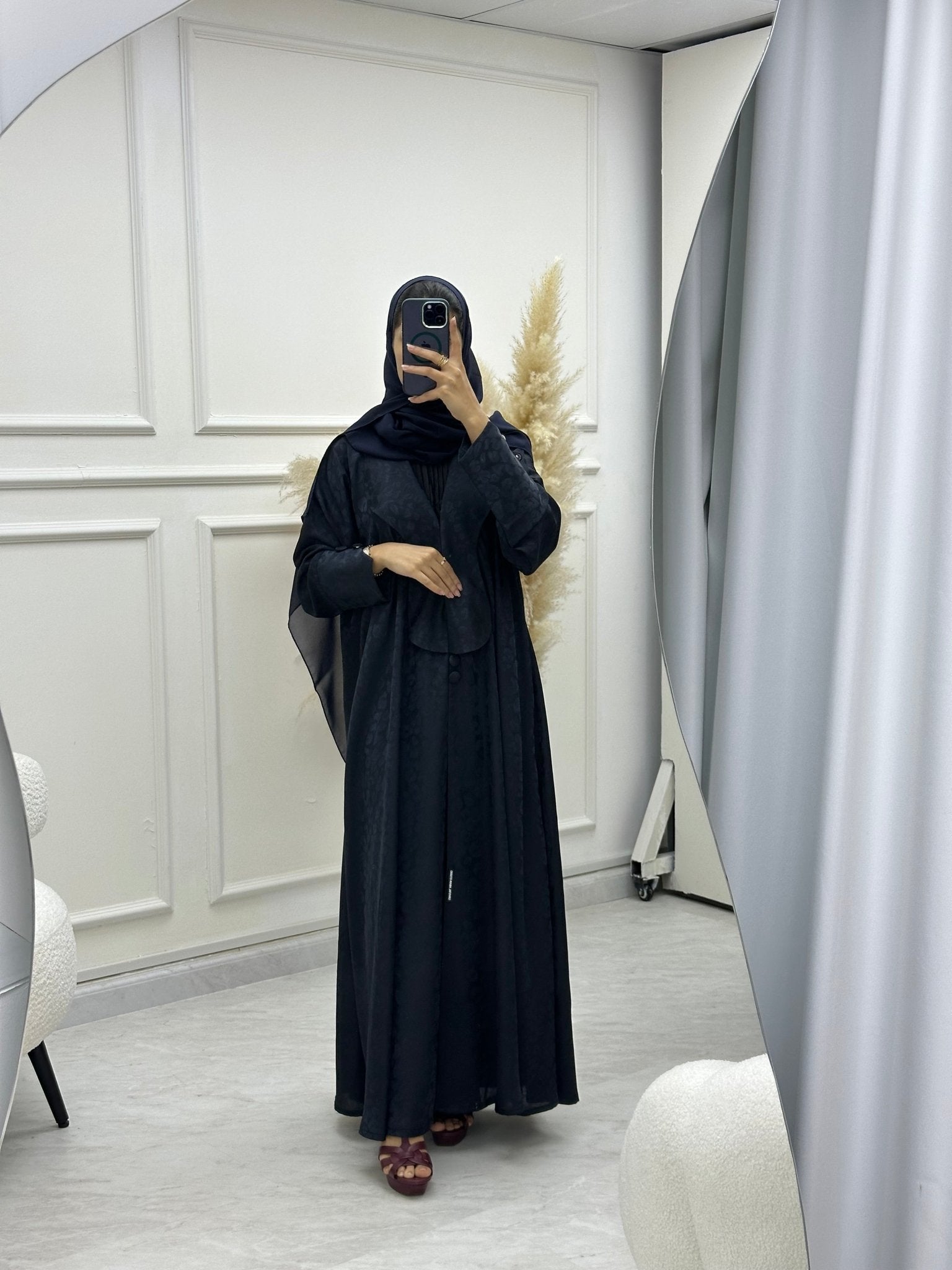 C 0635 - 05 Navy Blue Printed Abaya