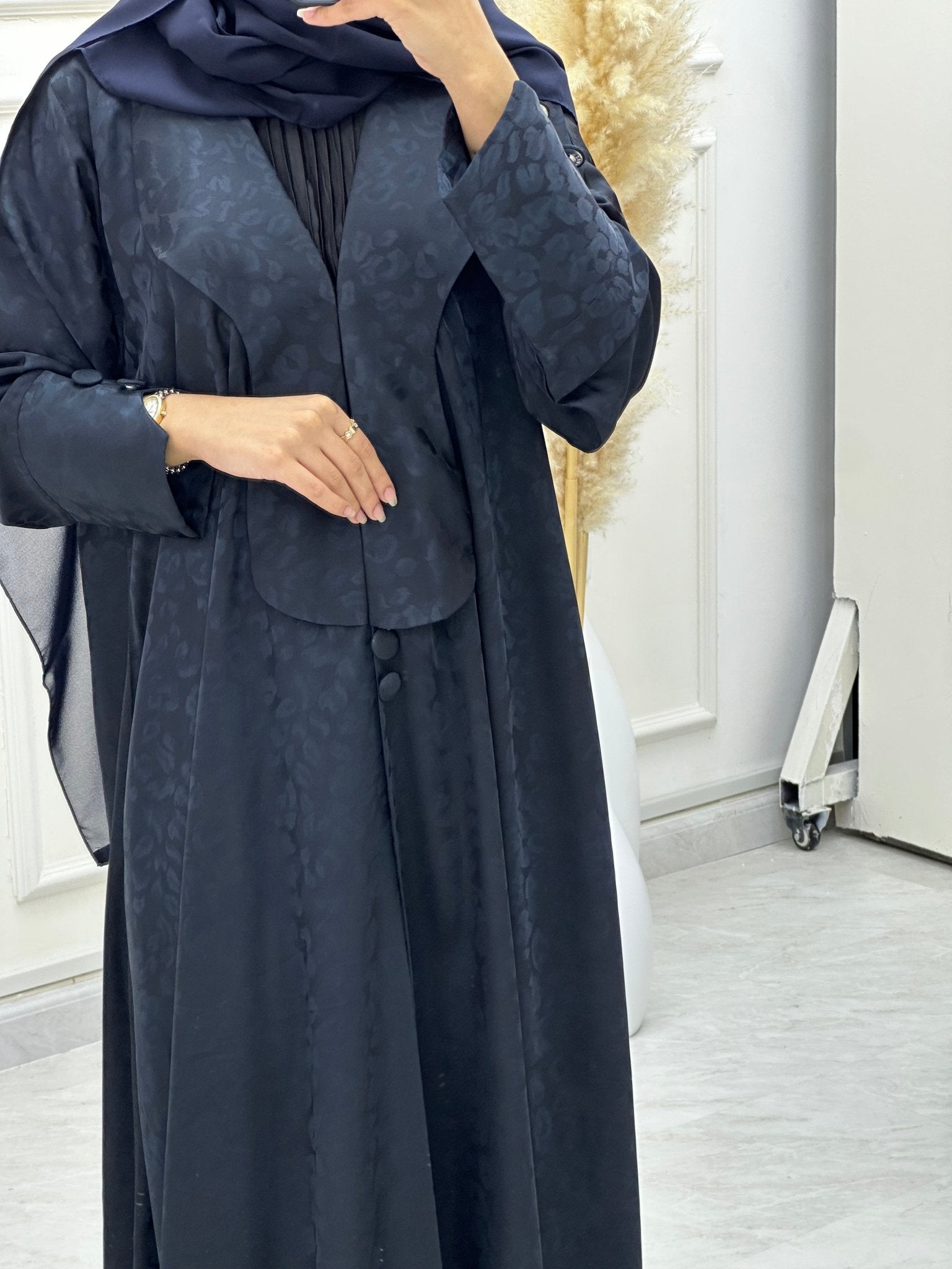 C 0635 - 05 Navy Blue Printed Abaya