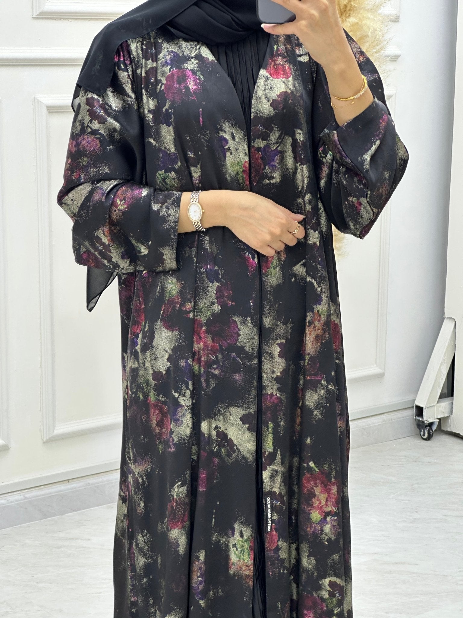 C 0644 Black Printed Abaya