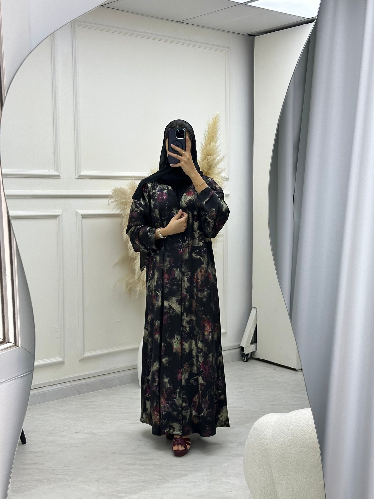 C 0644 Black Printed Abaya