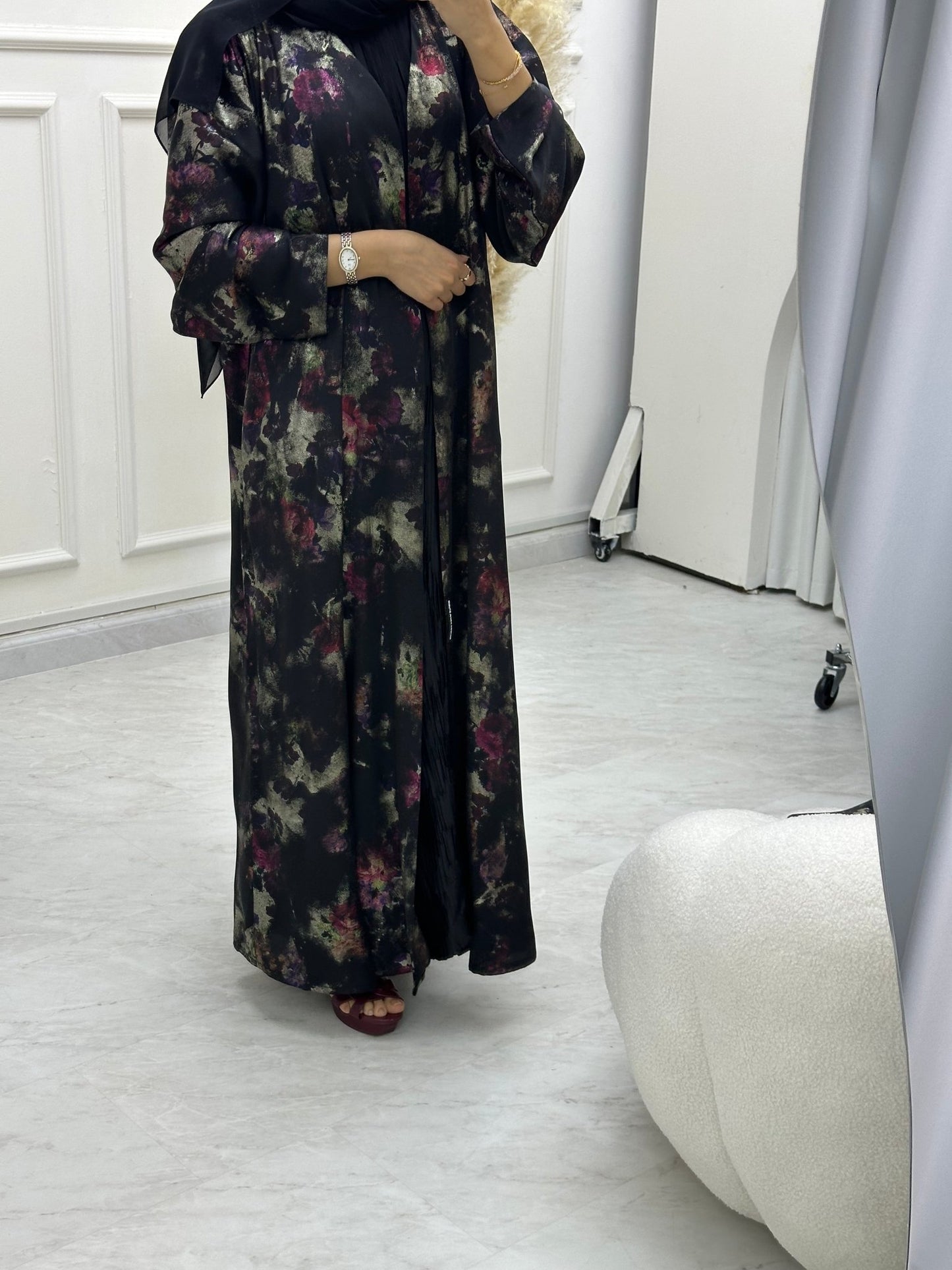 C 0644 Black Printed Abaya