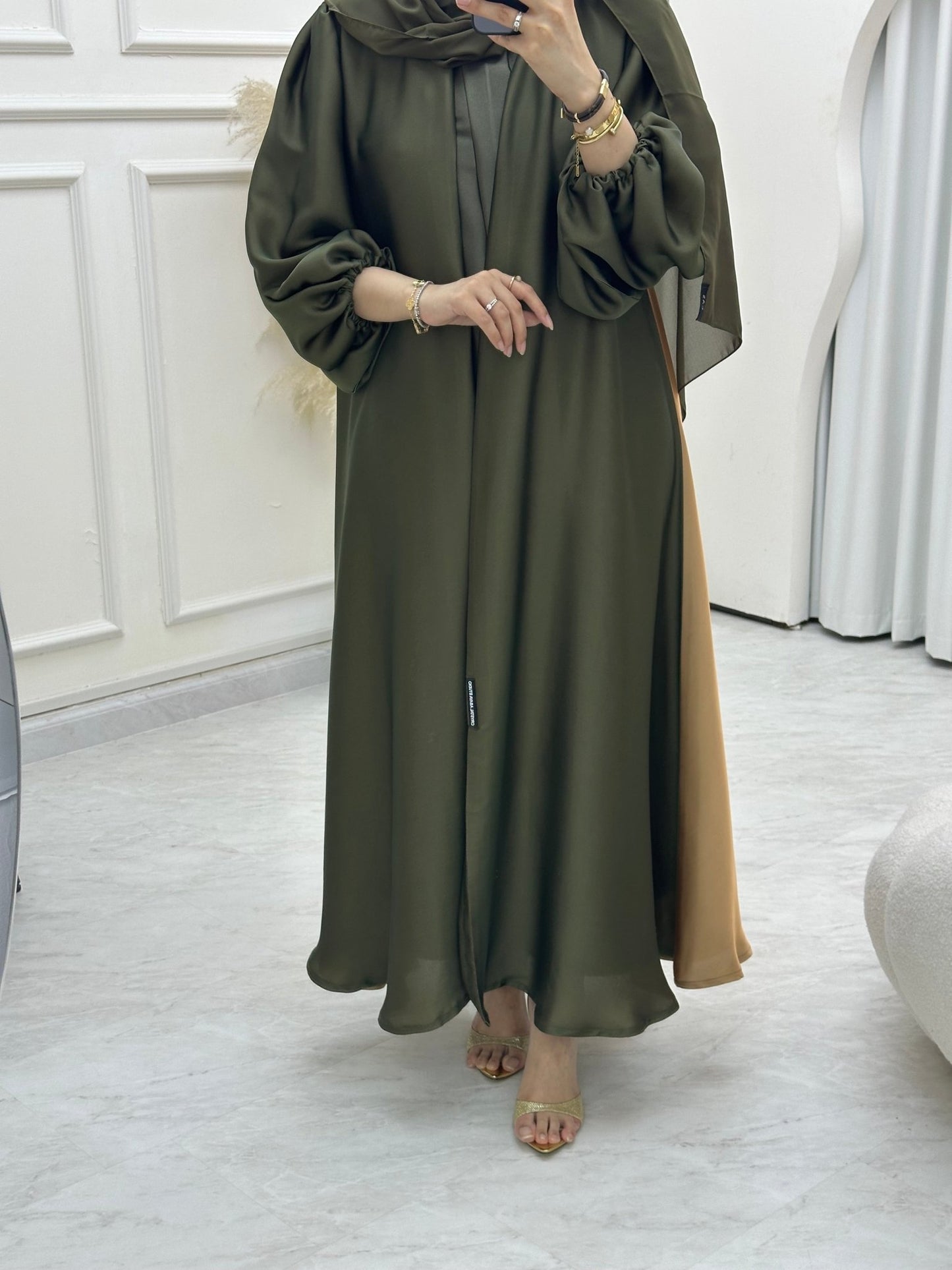 C 0645 OliveGreen Gold Duotone Abaya