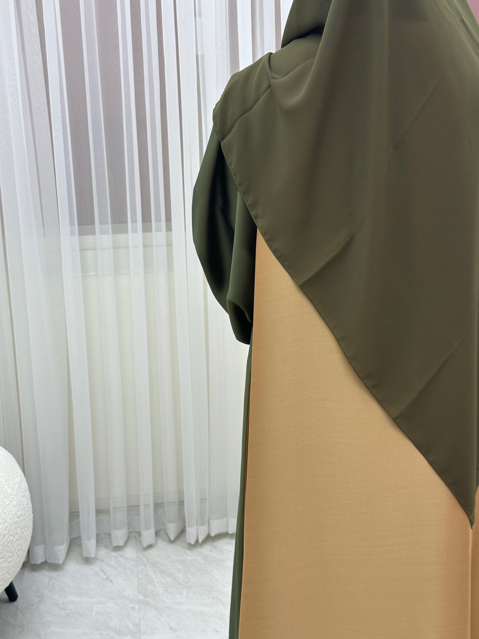 C 0645 OliveGreen Gold Duotone Abaya