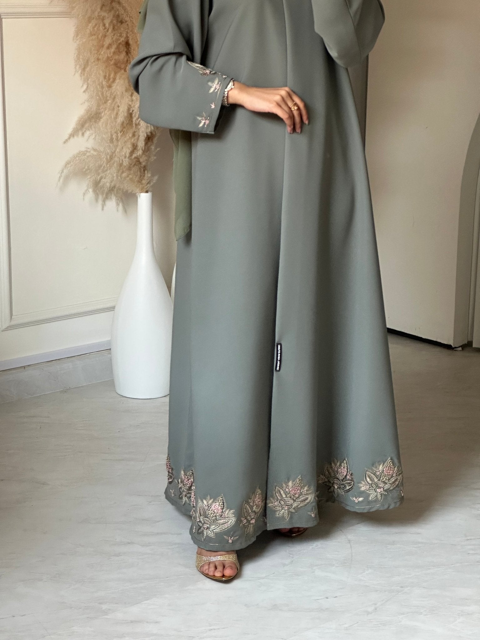 C 0662 Mint Embroidered Abaya