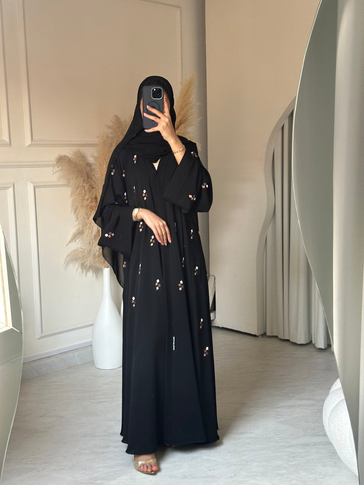 C 0663 Black Embroidered Abaya