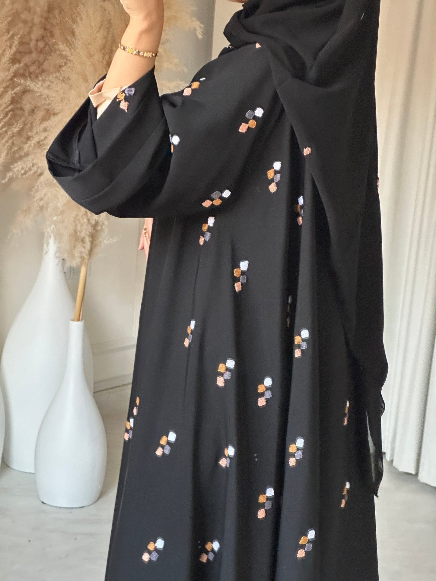 C 0663 Black Embroidered Abaya