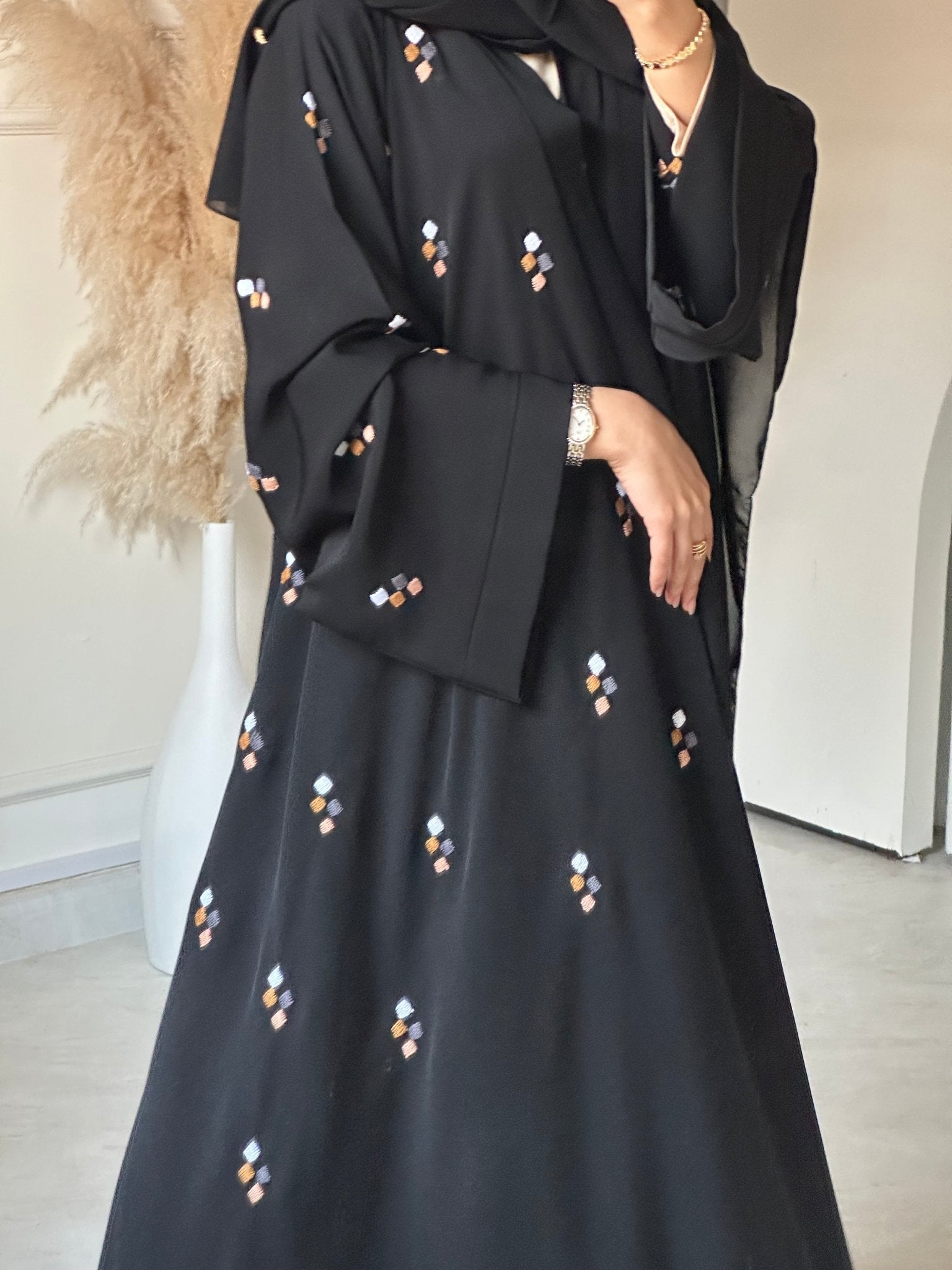 C 0663 Black Embroidered Abaya