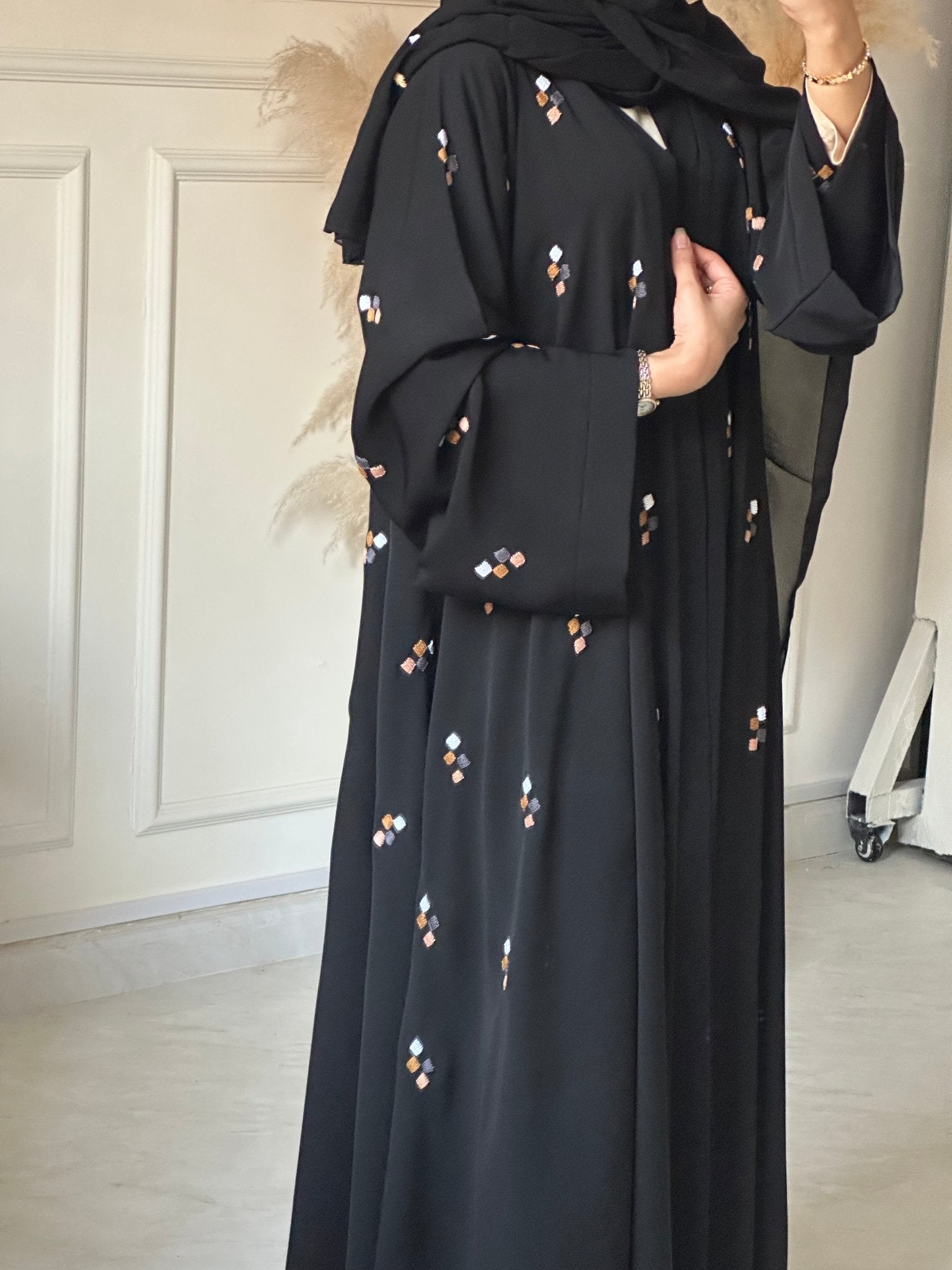 C 0663 Black Embroidered Abaya