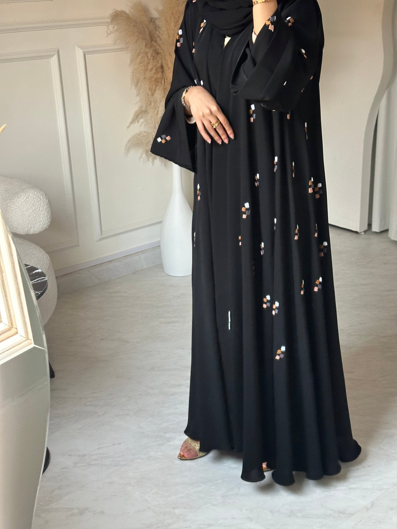 C 0663 Black Embroidered Abaya