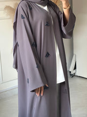 C 0671 Grey Beaded Abaya