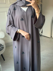 C 0671 Grey Beaded Abaya