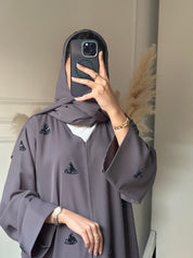 C 0671 Grey Beaded Abaya