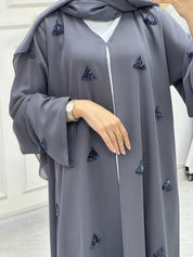 C 0671 Grey Beaded Abaya