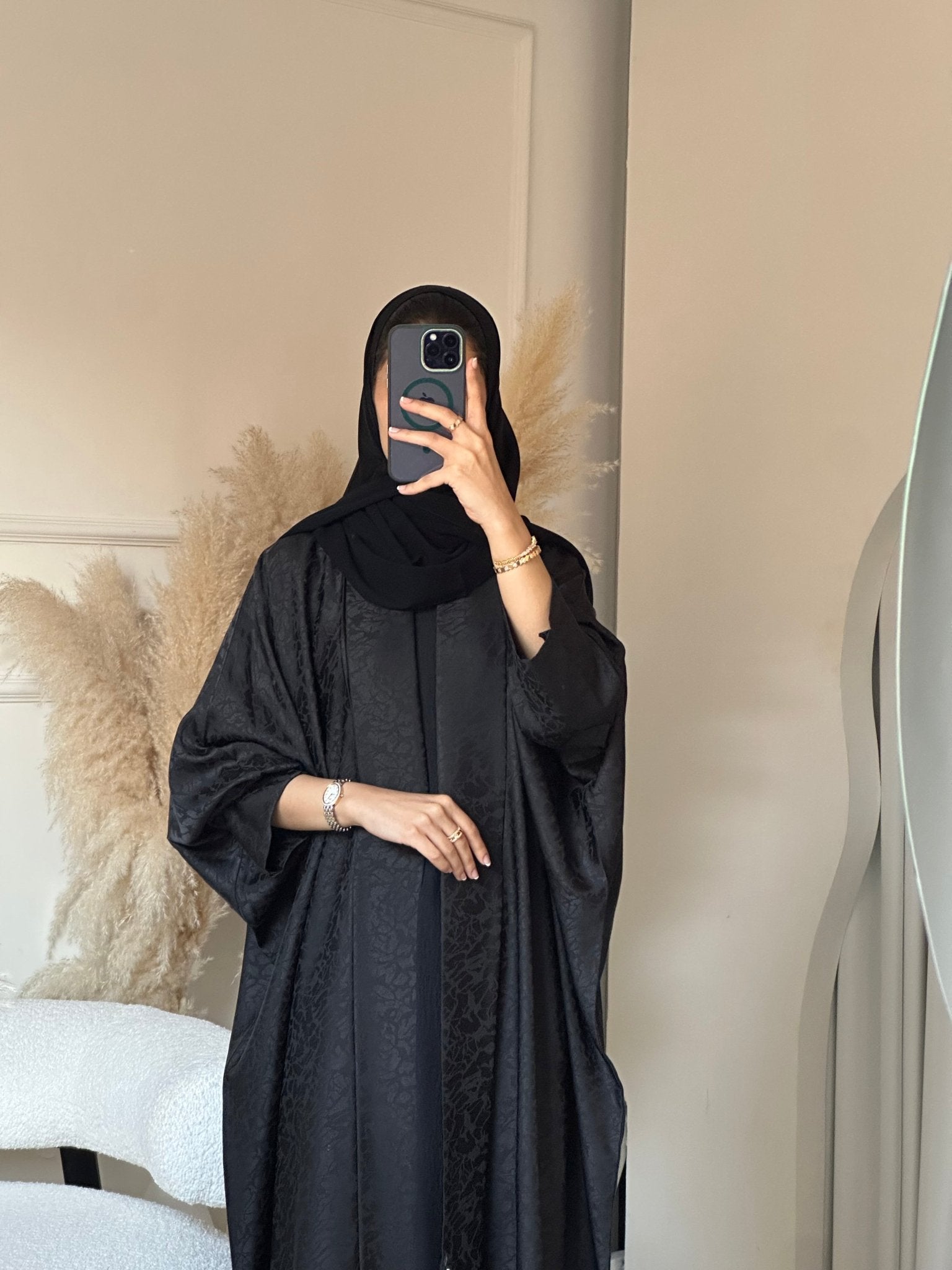 C 0680 - 01 Black Printed Abaya